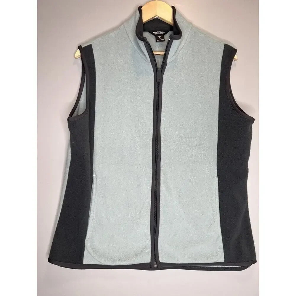 Woolrich Full Zip Lightweight Fleece Vest Jacket 2 Tone Blue Gray Women’s Size L